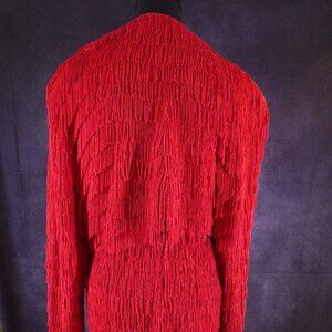Vintage Fringe Skirt and Jacket -With Shoulder Pads